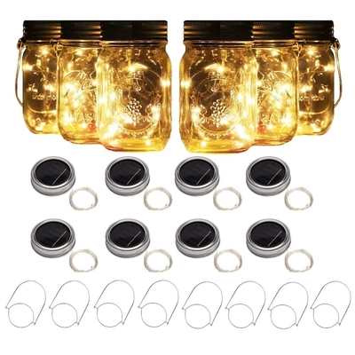 2700K چراغ های پری با انرژی خورشیدی LED برای درب شیشه میسون درج تغییر رنگ در فضای باز