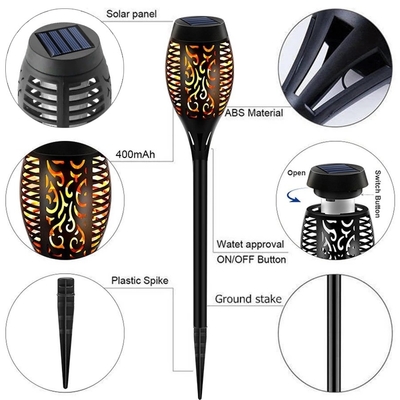 چراغ قوه شعله خورشیدی 12LED 33LED چراغ LED خورشیدی ضد آب چشمک زن در فضای باز