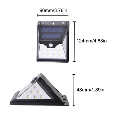 سنسور حرکت نور دیواری LED LED 22 LED خورشیدی مادون قرمز IP65 180 درجه