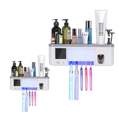 ABS Uv مسواک ضد عفونی کننده نگهدارنده خمیر دندان قفسه ذخیره سازی چند منظوره شارژ USB