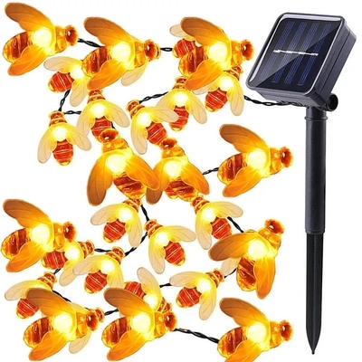 چراغ های رشته ای زنبور عسل با انرژی خورشیدی 20 LED برای باغ در فضای باز