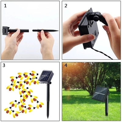 چراغ های رشته ای زنبور عسل با انرژی خورشیدی 20 LED برای باغ در فضای باز