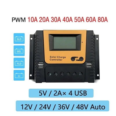 رگولاتور کنترل پنل شارژ خورشیدی PWM 10A 20A 30A 40A 12V 24V 36V 48V