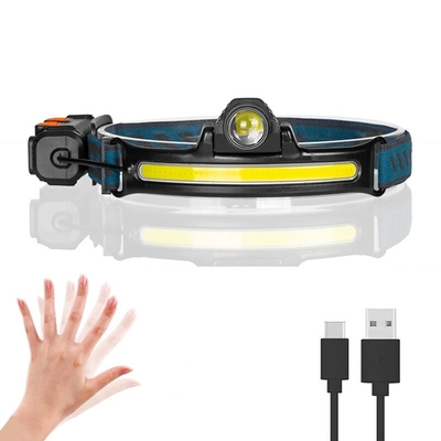 چراغ پیشانی قابل شارژ USB زوم القایی چراغ جلو LED COB داخلی چراغ قوه چند منظوره باتری 6 حالته سر مشعل